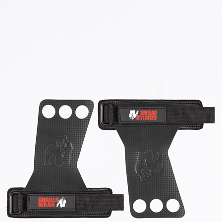 Gorilla Wear Gear 3-Hole Carbon Lifting Grips Svart