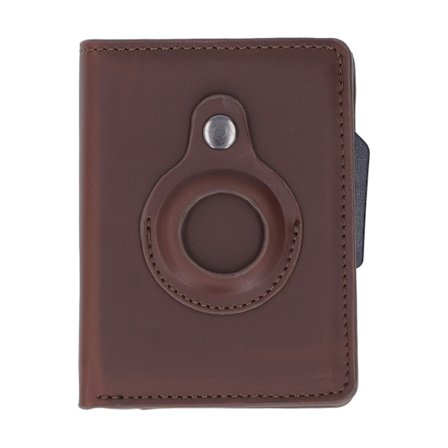 Multifunksjonell tyverisikker kortholder i aluminiumslegering PU-lommebok med IOS-lokalisering Brun