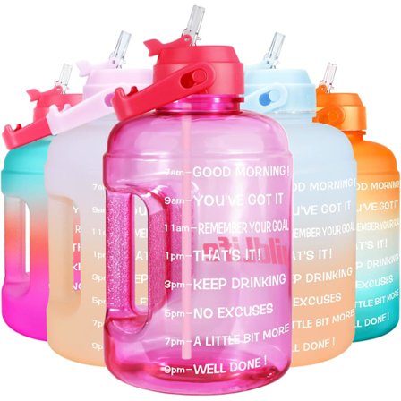 Motiverande vattenflaska 2,2L - Vattenkanna med stor kapacitet med sugrör och tidsmarkör och BPA-fri säkerställer tillräckligt med vatten