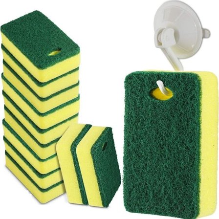 Skrubbe Rengøringstilbehør Køkkensvamp med Krog Holder -