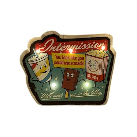 Retroskylt INTERMISSION med ljus