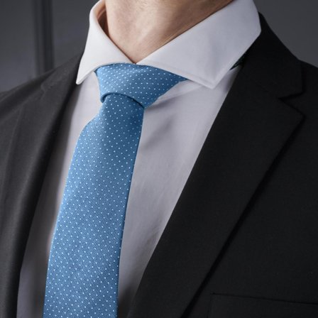 Modrá puntíkovaná hedvábná 8cm kravata pro muže - Široké kravaty