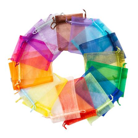 100 stk 10 farver smykkeemballagepose 8*10cm organzaposer gaveopbevaring