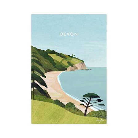 Henry Rivers Devon Blackpool Sands Print 40cm x 30cm Grön/Blå