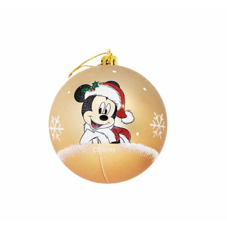 Julgranskula Mickey Mouse Glad leende Gyllene 6 stycken Plast (Ø 8 cm)