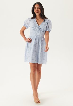 BUBBLEROOM - Broderie Anglaise Dress - Light blue