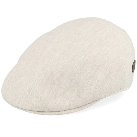 MJM Hats - Country Cotton/Linen Mix Beige Flat Cap Flatcap Beige Cap - @ Hatstore