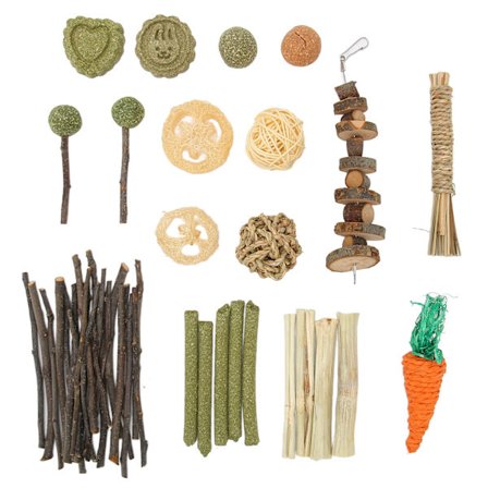 Pet's Healthy Habits, Æbletræspinde & Timothyhøbolde, Sikre & Naturlige, Kaninlegetøj til smådyrs tandpleje og fordøjelseshjælp