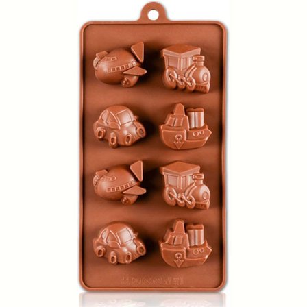 Silikonform för Choklad och Bakning Bilar, Båtar och Tåg