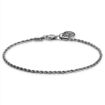 Essentials | 2 mm Silver-Tone Rope Chain Bracelet for Men - Steel bracelets