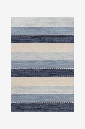 KM Home - Puuvillamatto Båstad - Sininen - Puuvilla- & räsymatot - 160X230 - - Homeroom