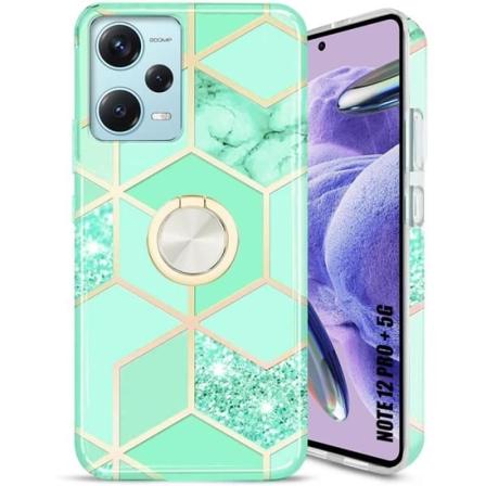 Etui til Xiaomi Redmi Note 12 Pro Plus 5G Turkis med ringstøtte stødsikker beskyttelse