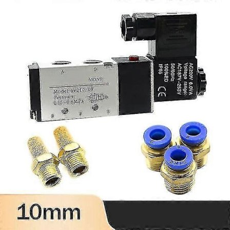 Pneumatisk elektrisk magnetventil 4V210-08 5-vejs 2-positions kontrol luft gas magnetventil 12V 24V 220V 4mm-12mm slangefittings