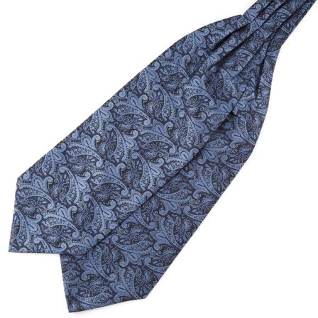 Cravatta ascot in poliestere motivo cachemire blu navy e blu per uomini - Cravatte ascot/Plastron
