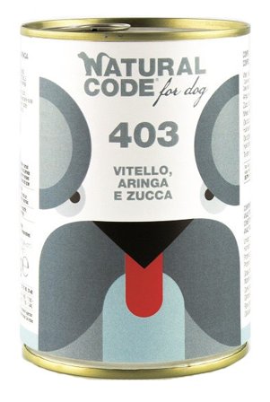 Natural Code 403 Cibo Umido Con Vitello/Aringa/Zucca Per Cani