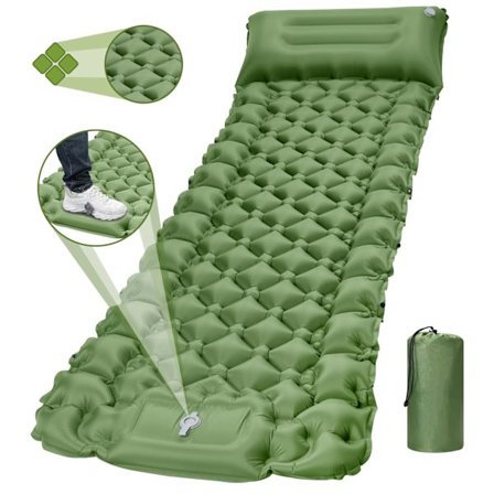 Ultralet campingsovemadras med pude-pumpe