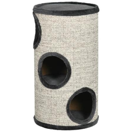 Rootz Scratch Barrel - Raaputuspiippu - 3-kerroksinen raapimistynnyri - Sisältää sisalköyden - Raaputuslevy - Kissanraapinta - Harmaa - 38 cm x 38 cm