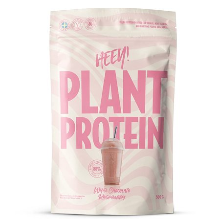 Heey! Vegan Plant Protein 500 g White Chocolate Raspberry, Sport & Velvære, Protein & Energi, Proteinpulver