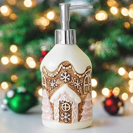 Keramisk pumpeflaske med pumpehoved - Genopfyldelig flydende sæbe/fortynder, egnet til badeværelse, sæbedispenser