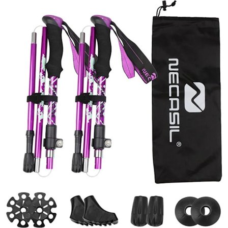 Trekkingstave Sammenklappelige Vandrestave, Justerbare Vandrestave Ultralette Vandrestave med Korkgreb og Flip Lock, Udtrækkelige Trekkingstave