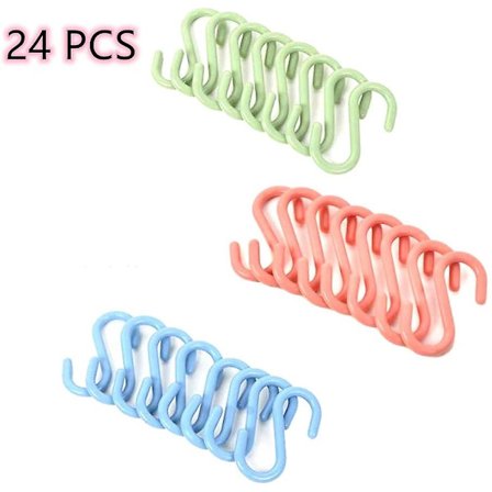 24 stk Plast S-formede Kroker Henger S Hengende Kroker Håndkle Klær Krok For Skje Pan Pot Håndkle På Kjøkken Soverom Bad Kontor