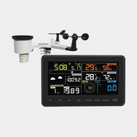 WIFI-väderstation / digital väderstation Pro, trådlös med utomhusenhet, med färg-pekskärm