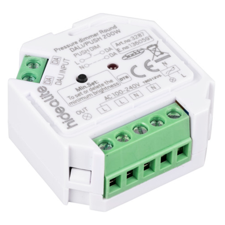 Hide-a-Lite Round Trykkdimmer 200 W, dali/push, Strømbrytere & vegguttak