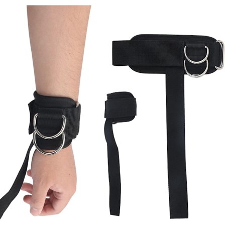 Sæt med 2 håndledsbind med D-ringe, vægtløftningsstropper egnet til modstandstræning, træning med fitnessudstyr og bodybuilding