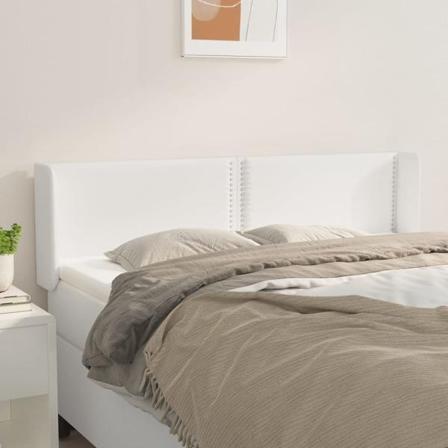 Vidaxl Huvudgavel Med Kanter Vit 147x16x78/88 Cm Konstläder Vit