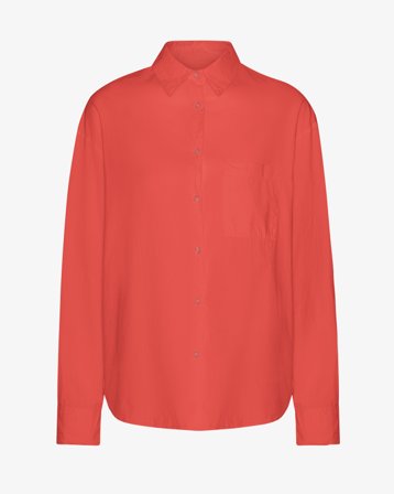 Organic Oversized Shirt - Red Tangerine M