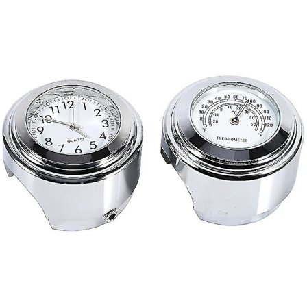 Motorcykelstyre Klocka, 7/8 "Vattentät Motorcykelstyre Montera Digital Klocka Och Temp Termometer Vit