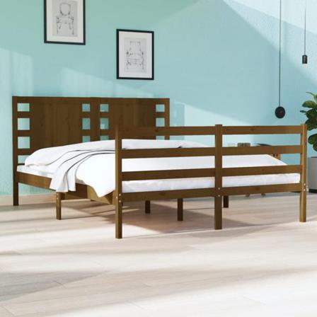 Vidaxl Sängram Honungsbrun Massiv Furu 140x200 Cm Brun