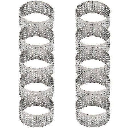 10 stk. 4,5 cm Runde Perforerede Sømløse Tærteforme Quicheforme Tærtepande Pie Tærteforme Med H