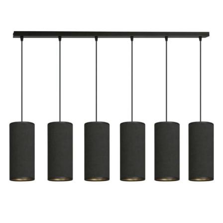 Emibig BENTE Bente Black Bar pendelloftslampe med sort stof lampeskærm, 6x E14