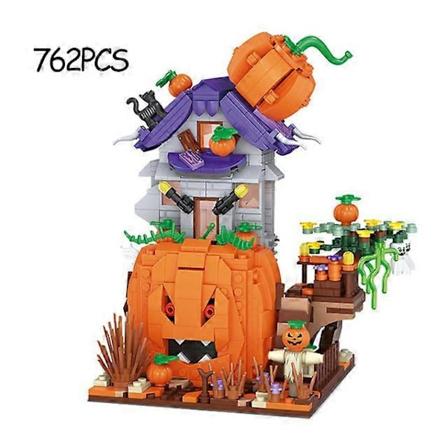MOC Luova Mini Halloween-Haamuhuone Rakennuspalikat Kurpitsa-vaunu Koristetiilet Poikien ja Lasten Leikkikalu Lahjat no box Pumpkin