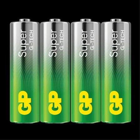 GP Super Alkaline Battery, Size AA, LR6, 1.5V, 4-pack
