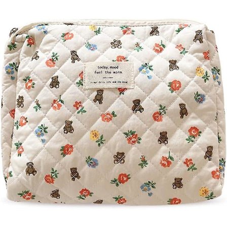 Kukkaset - pieni meikkipussi, kannettava kosmetiikkalaukku, kangasvetoketjullinen kosmetiikkalaukku, käsilaukut naisille, matkakosmetiikkalaukku 