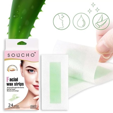 24 st Vaxremsor för Hårborttagning Läppar Ansikte Vaxningskit Hårborttagningsverktyg för Hemma Dubbelsidigt Kallvaxpapper för Bikini Ben Kropp Ansikte