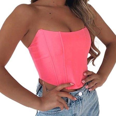 Ärmlös Top Off Shoulder-korsett PINK S