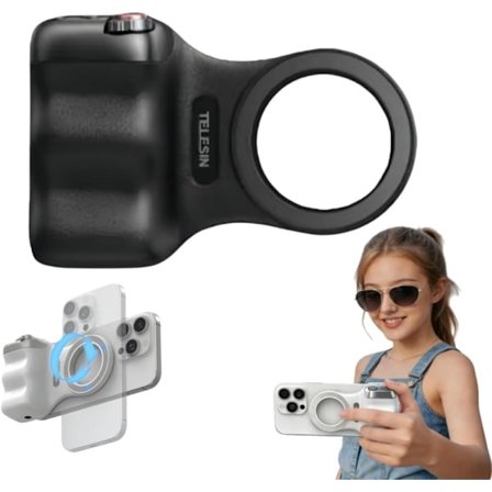 Magnetisk mobilgrep for foto og video, telefonhåndtak med fjernkontroll og fylllys