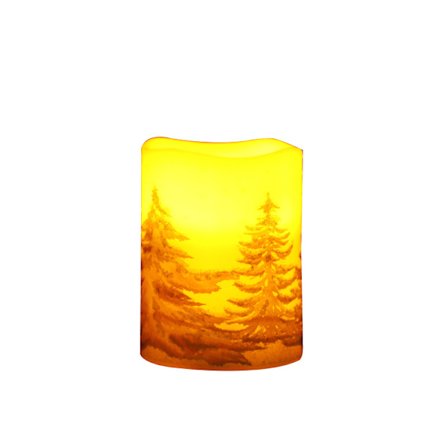 Flimrende flammefri søjlelys, ægte voks varm glød juletræ gran klistermærke lys til boligindretning julegaver, sæt med 3