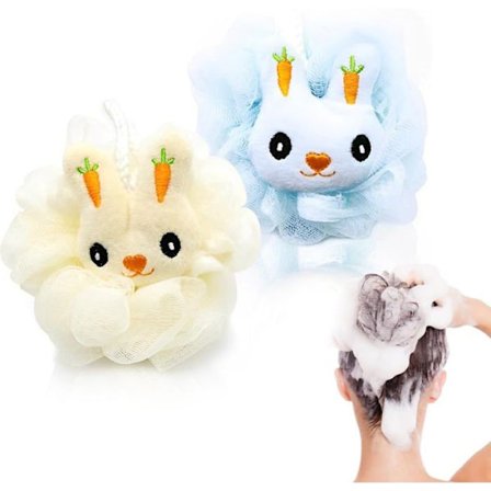 Dusjblomstsett med 2 vaskbare dusjblomster for barn, bedårende badeblomst dusjsvamp for kropp, nettingloofah