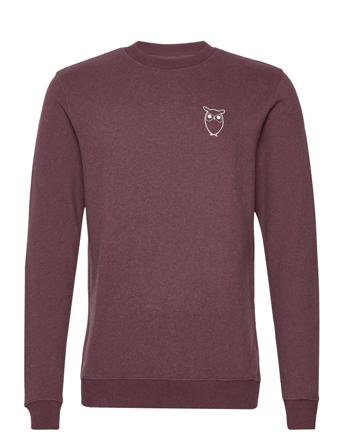 Elm Small Print Owl Sweat - Gots/Ve Burgundy Knowledge Cotton Apparel