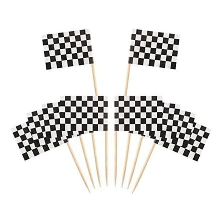 120 kappaletta ruudullinen kilpa-autolippu juhlakakkutikkulippu illallislippu kakkukoristeet$120 kappaletta kilpa-autolippu hammastikku cupcake-