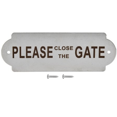 Ruostumattomasta teräksestä valmistettu aidan pylvään kyltti puutarhaan, kotiin, ovelle, portille, vessaan - Varokyltti asennusruuveilla - OLE HYVÄ JA