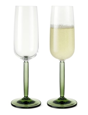 Hammershøi Champagneglas 24 Cl Grøn 2 Stk. Home Tableware Glass Champagne Glass Green Kähler