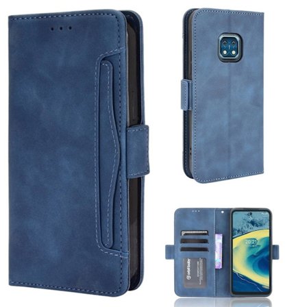 Stilfuldt tegnebogs etui i ægte læder, kompatibelt med Nokia XR20 - Blå