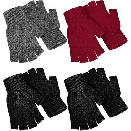 4 par vinterhalvhandsker strikkede fingerløse handsker varme strækbare handsker til mænd