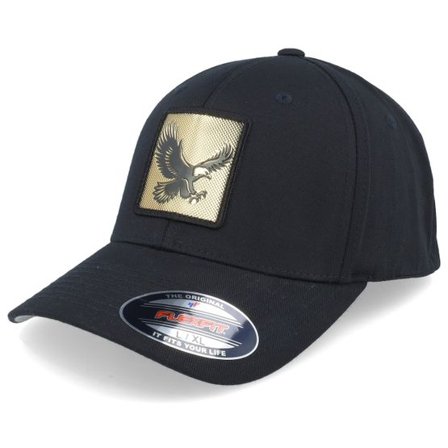 Iconic - Svart flexfit Keps - Eagle Gold Patch Black Flexfit @ Hatstore