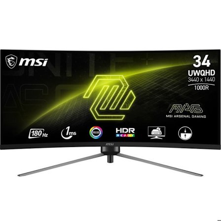 MSI MAG 345CQR Curved Gaming Monitor 34" UWQHD - Rapid VA 1500R 3440x1440, 180Hz / 1ms, Adaptive-Sync - DP 1.4a, HDMI 2.0b CEC